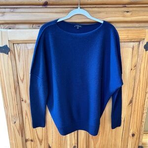 Lafayette 148 Sweater Boatneck Dolman Sleeve Soft Navy Blue Women Medium